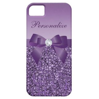 Printed Purple Sequins, Bow & Diamond iPhone 5 Case