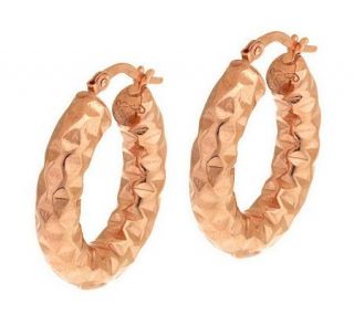VicenzaGold 1 Oval Diamond Cut Hoop Earrings 14K Gold —