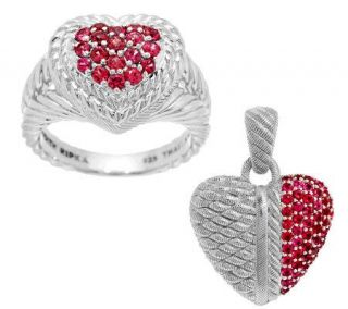 Judith Ripka Choice of Sterling & Pink Spinel Heart Ring or Pendant 
