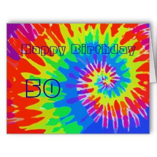 Happy 50th Birthday Groovy Tie Dye Card Big