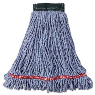 Web Foot Wet Mop Heads, Shrinkless, Cotton/Synthetic, Blue, Medium  