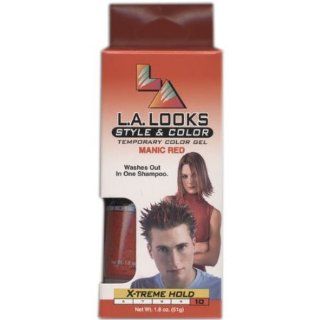 L.A. Looks Style & Color Temporary Color Gel, Manic Red, X treme Hold, 1.8 Oz (Pack of 4)  Hair Coloring Products  Beauty