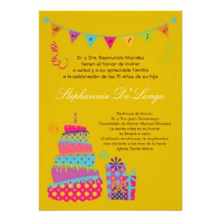 5x7 Topsey Cake Quinceanera Birthday Invitation