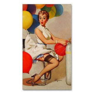 Vintage helium Party balloons Elvgren Pin up Girl Business Card Template