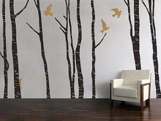 silver birch trees wall stickers by the binary box
