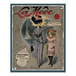 French Fashion Vintage La Mode Magazine Cover Poster