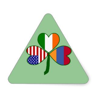 Armenian Shamrock Green Background Triangle Sticker