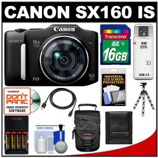 Canon PowerShot SX160 IS Digital Camera (Black) with 16GB Card + Batteries/Charger + Case + Flex Tripod + HDMI Cable + Accessory Kit  Point And Shoot Digital Cameras  Camera & Photo