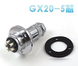 GX20 5 Aviation Connector Plugs Round Flat Head 5 Pins Flange Form