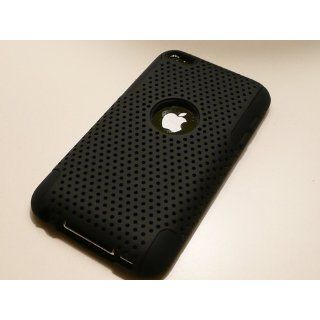 Snap On Protector Hard Case for Apple iPod Touch 4th Generation / 4th Gen   Black/Black Hybrid Design   Players & Accessories