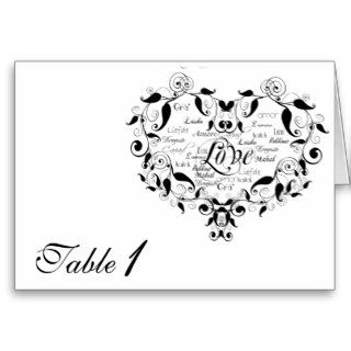 Love in Any Language in Black Table Number Card