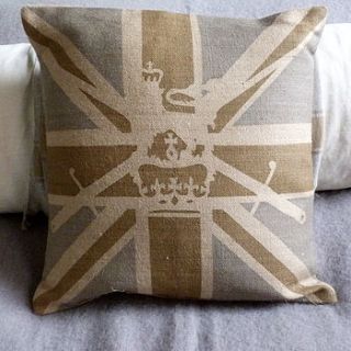 muted union jack cushion with military ensign by helkatdesign