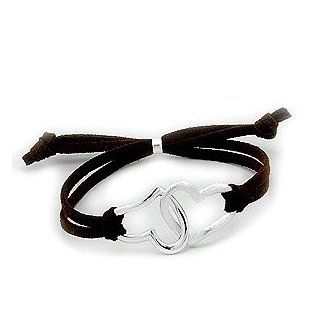 Double Heart Silver and Chamois Bracelet Jewelry
