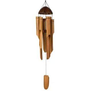Asli Arts Collection C101 Large Half Coconut Top Bamboo Chime  Wind Bells  Patio, Lawn & Garden