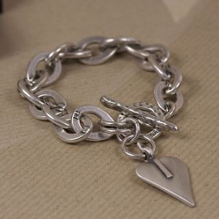 chunky silver bracelet with signature heart by lisa angel