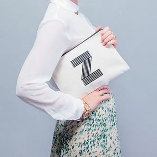 initial canvas zip pouch by alphabet bags