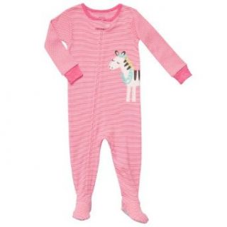 Carter's Baby Girls One Piece Cotton Knit "Striped Zebra" Footed Sleeper Pajamas (12 Months) Clothing