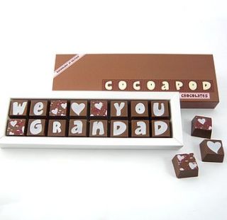 personalised chocolates for grandads by chocolate by cocoapod chocolate