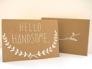 'hello handsome' illustrated valentine's card by oh no rachio