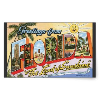Greetings Florida "The Land Of Sunshine", Vin Rectangle Stickers