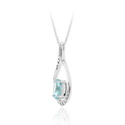 Glitzy Rocks Sterling Silver Blue Topaz/ Diamond Accent Heart Necklace Glitzy Rocks Gemstone Necklaces