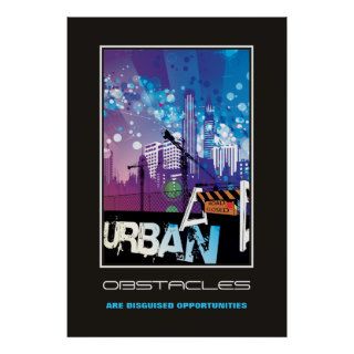 City buildings urban Obstacles motivational poster