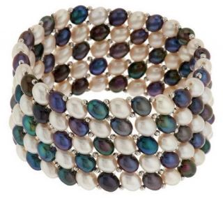 Honora Cultured Pearl 5.5mm Oval Wide Stretch Bracelet —