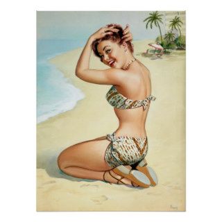 Tropical Beach Pin Up Poster