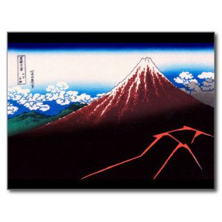 山下白雨 Rainstorm, Summit 葛飾北斎 Hokusai Post Cards