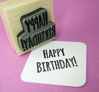 small happy birthday rubber stamp by skull and cross buns