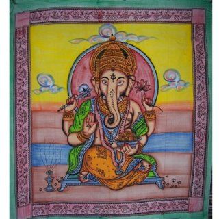 Tagesdecke Ganesha berwurf indische Decke 240x210cm Baumwolle Wandbehang Vorhang Küche & Haushalt