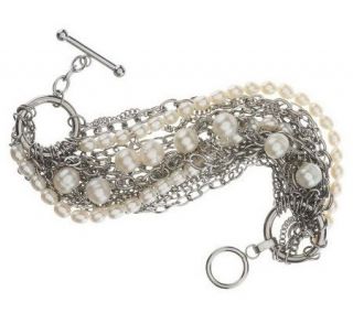 Honora 8 Cultured Pearl Multi strand Stainless Steel Bracelet —