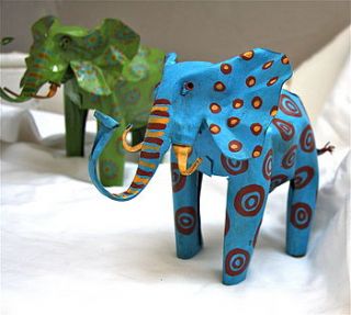 recycled handpainted elephant sculpture by london garden trading