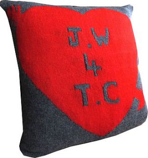 knitted love cushion by bob&john knitwear