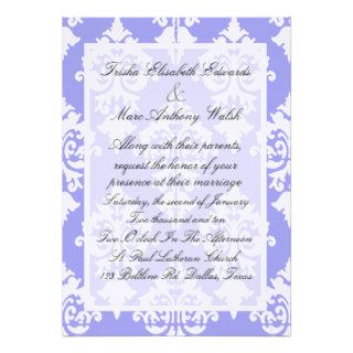 Elegant blue and white damask Wedding Invitation