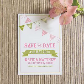bunting save the date card by project pretty