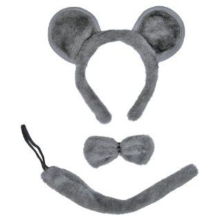 SeasonsTrading Gray Mouse Ears, Tail, & Bow Tie Costume Set ~ Halloween Kit Costume Accessories Clothing