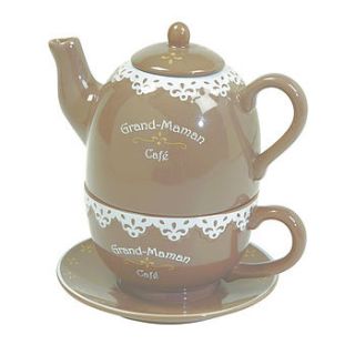 grand mammon tea pot and saucer gift set by dibor