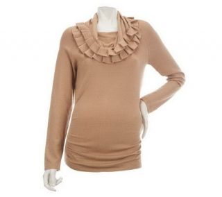 M by Marc Bouwer Cowl Neck Sweater Tunic w/Pleated Trim —