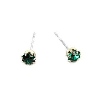 May Birthstone Stud Fashion Earrings, Emerald Jewelry