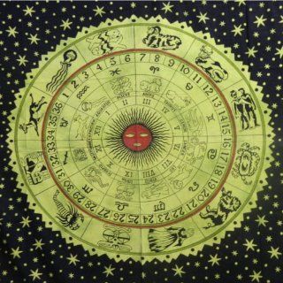 Tagesdecke Sternzeichen 230x200cm Astrologie Horoskop indische Decke Haushalt Bettware Heimtextilie Küche & Haushalt