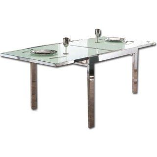 Ausziehbarer Tisch aus verchromtem Stahl und gehrtetem Glas Küche & Haushalt