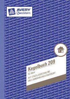 Avery Zweckform 209 Kegelbuch, DIN A5, mit Statuten, 52 Blatt, wei Sport & Freizeit