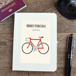 personalised bike notebook by made by ellis