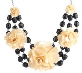 Joan Rivers Pretty Petals Flower & Beads 16 Necklace w/3 Extender —