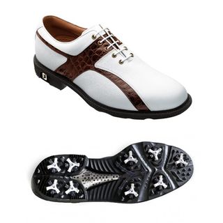 FootJoy Men's Icon Caiman Print White/ Brown Golf Shoes FootJoy Men's Golf Shoes