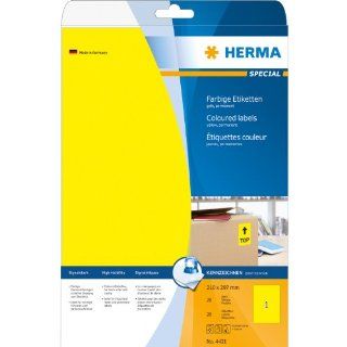 Herma 4421 Etiketten A4 210x297 mm Papier matt 20 Stck gelb Bürobedarf & Schreibwaren
