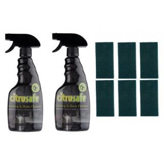 Citrusafe (2)16oz Bottles Cooktop & Oven Cleaner with 6 Scrubbing Pads —