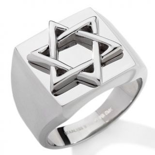 Men's Stainless Steel Star of David Signet Ring