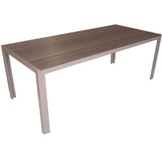 Aluminium Gartentisch Esszimmertisch Esstisch Kchentisch mit Polywood Non Wood Tischplatte 205x90cm Champagner Garten